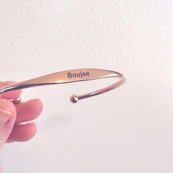NEW: Stylish Jewelry Custom Made Bangle Bracelets Urban Saying “Bougie” Engraved - Picture 8 of 16